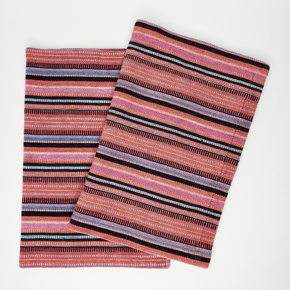 Anthropologie Home Boho Aztec Colorful Textured Stripe Table Linen Placemat Set